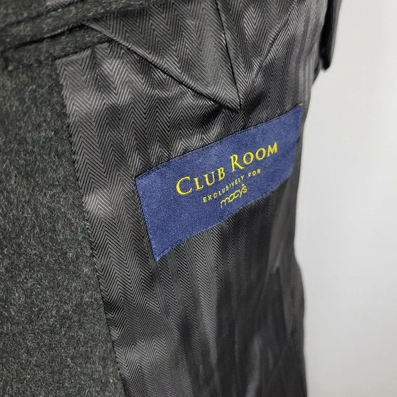 Club Room Men's Sport Coat Blazer Two Button Flannel Silk Wool Cashmere 42S